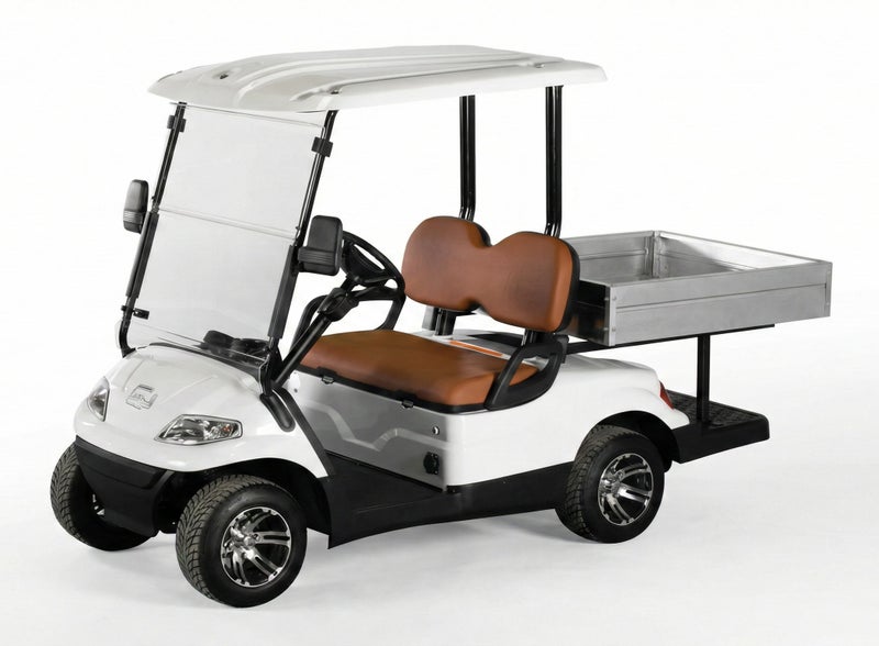 EPIC 2+Short Cargo Non-Lifted Electric Golf Cart with Lithium Battery 105Ah  & Standard Tires  | Utility LSEV (White) - Image 1